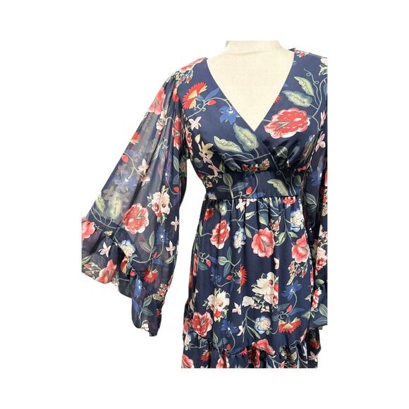Betsy Johnson Women's Bell Sleeve Navy Floral Mini dress - Picture 4 of 8